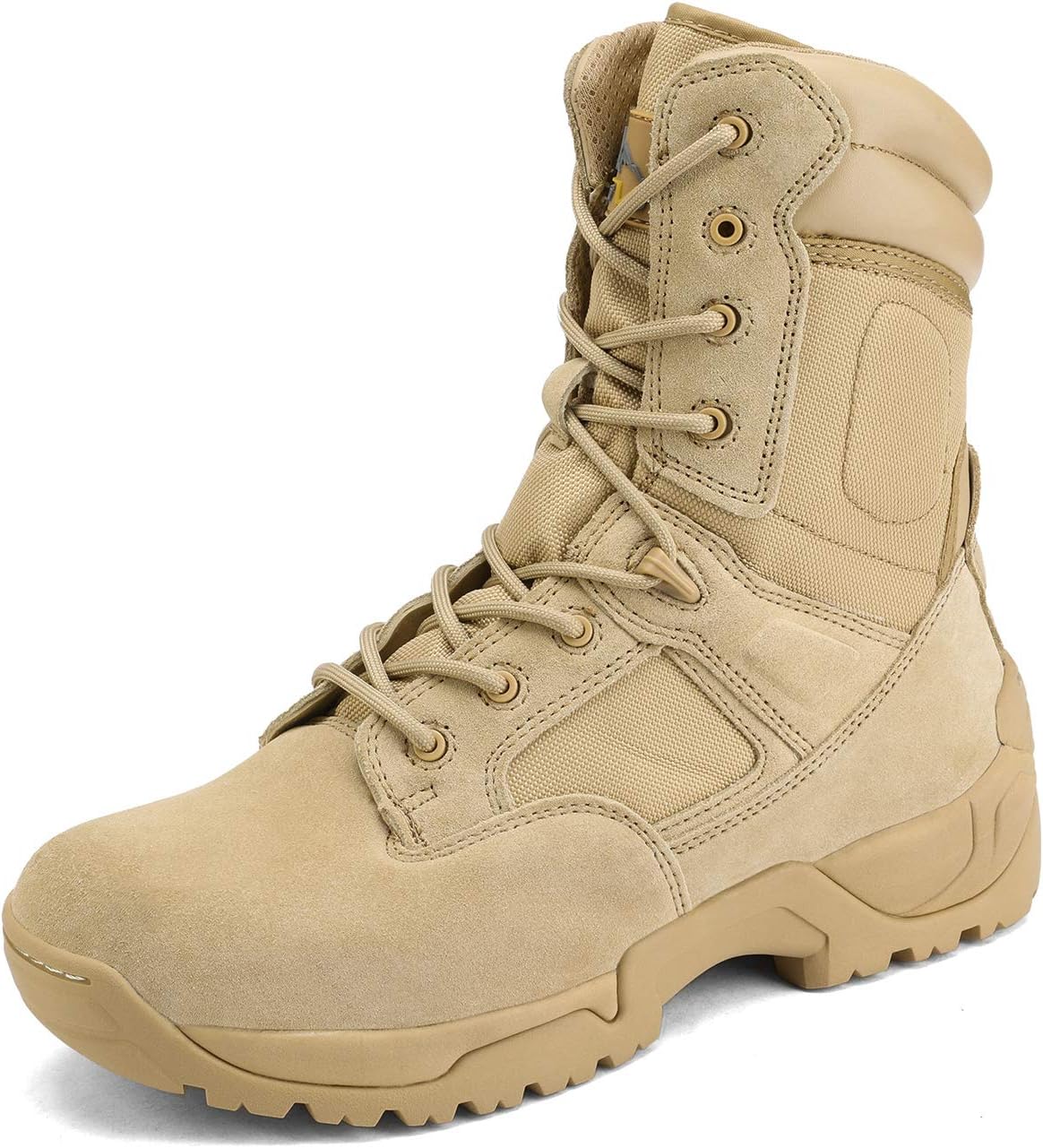 mens military tactical work boots hiking side zip leather outdoor motorcycle combat boots