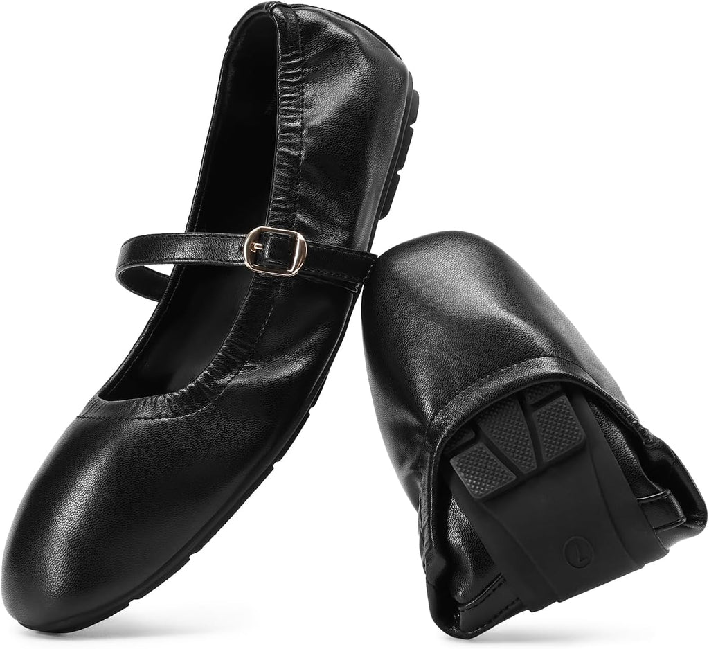 womens ballet flats foldable square toe mary jane flats comfortable slip on dress shoes business casual work mary jane shoes